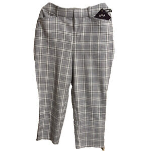 Ava & Viv Pant Trouser Sz 16 High Rise Plaid Dark Academia Preppy Twee Office